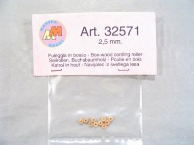 32571/MANTUA/Poulie en bois 2,50 mm (10 pièces).